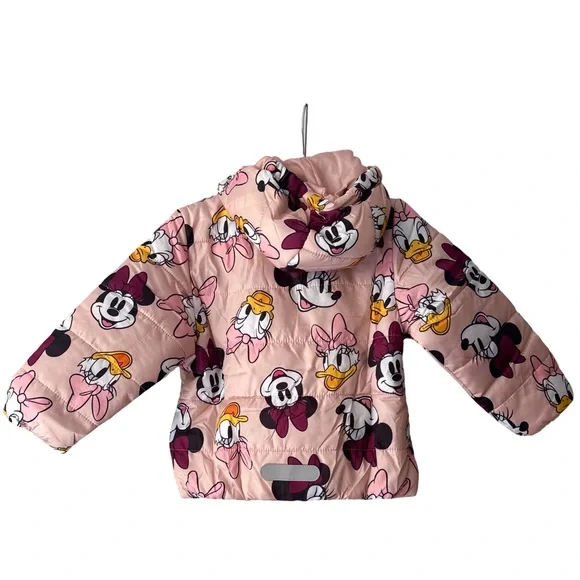Disney Girls Minnie Mouse Daisy Duck Pink Hooded Winter Puffer Jacket Toddler 3T - Picture 13 of 16